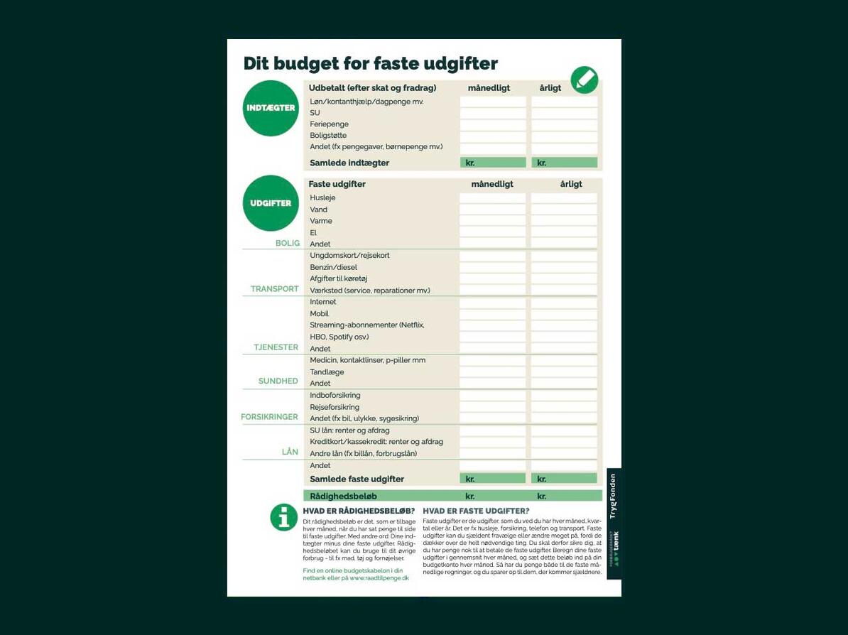 Budget for faste udgifter