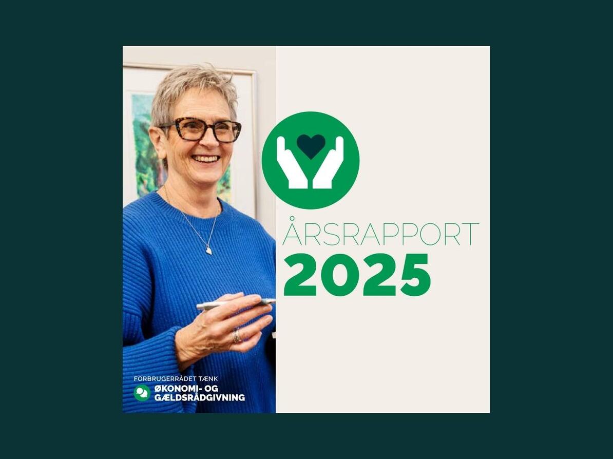 Forside på årsrapport for Forbrugerrådet Tænks Økonomi- og Gældsrådgivning